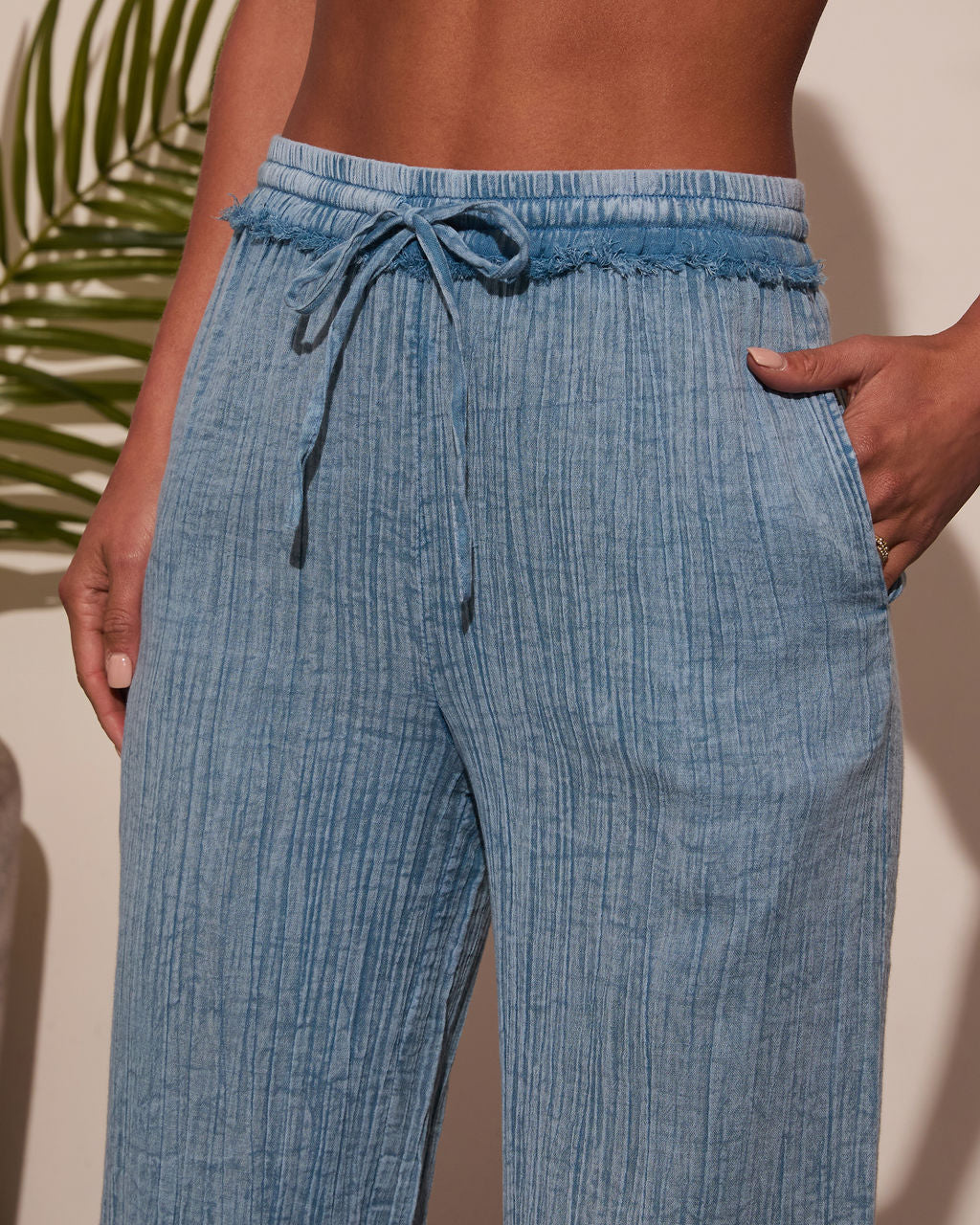 Francie Pleated Chambray Pants-Vogue Logic