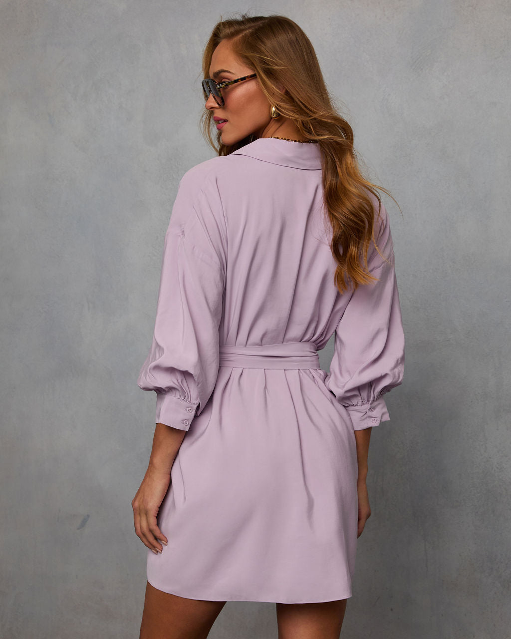 Brenna Blouson Sleeve Shirt Dress-Vogue Logic