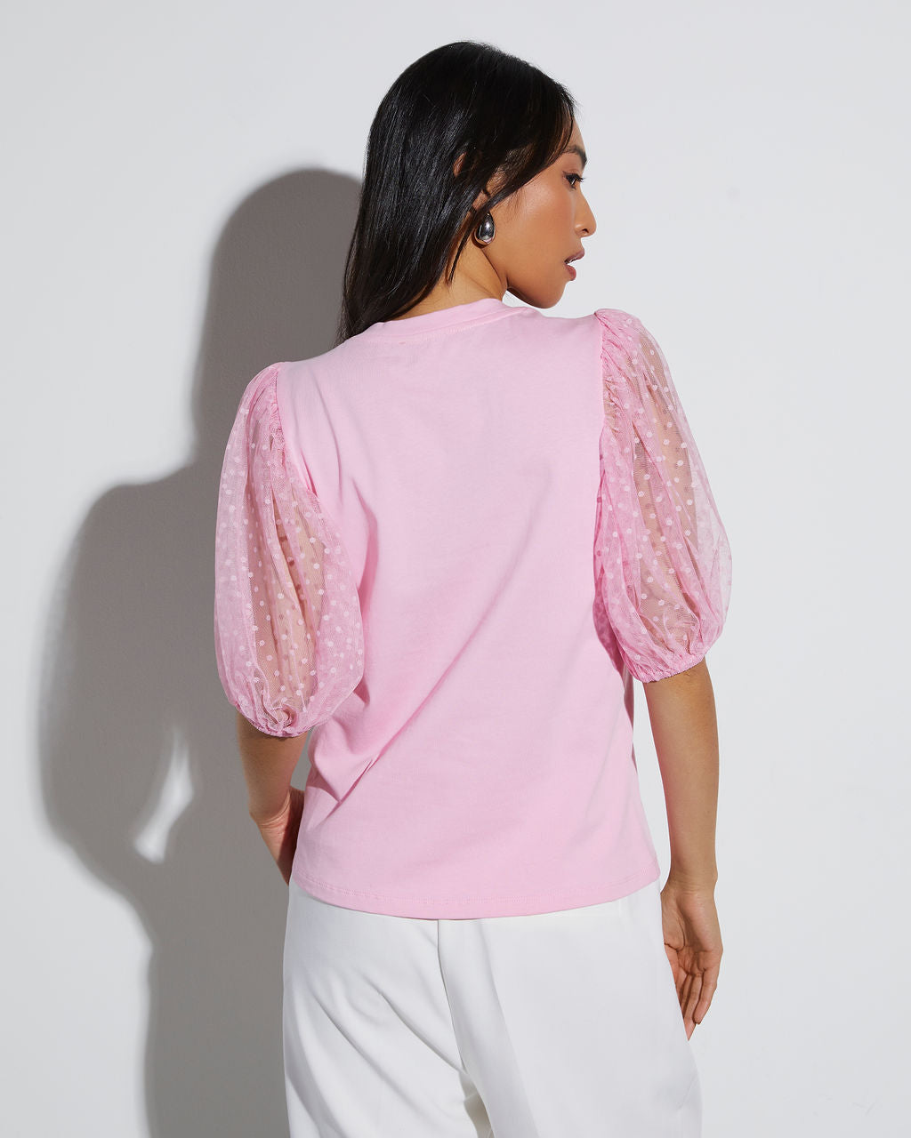 Prim And Proper Tulle Puff Sleeve Top-Vogue Logic