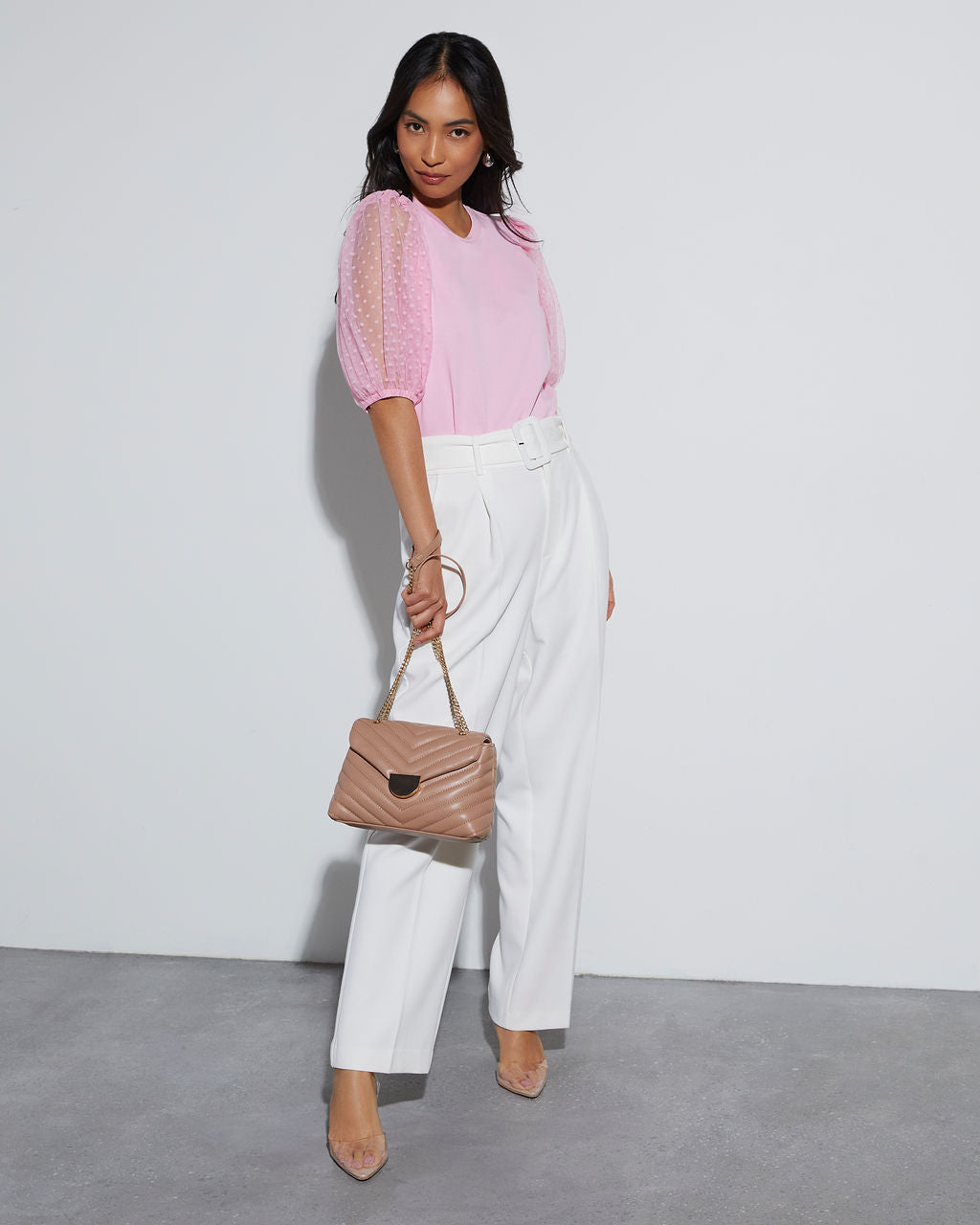 Prim And Proper Tulle Puff Sleeve Top-Vogue Logic