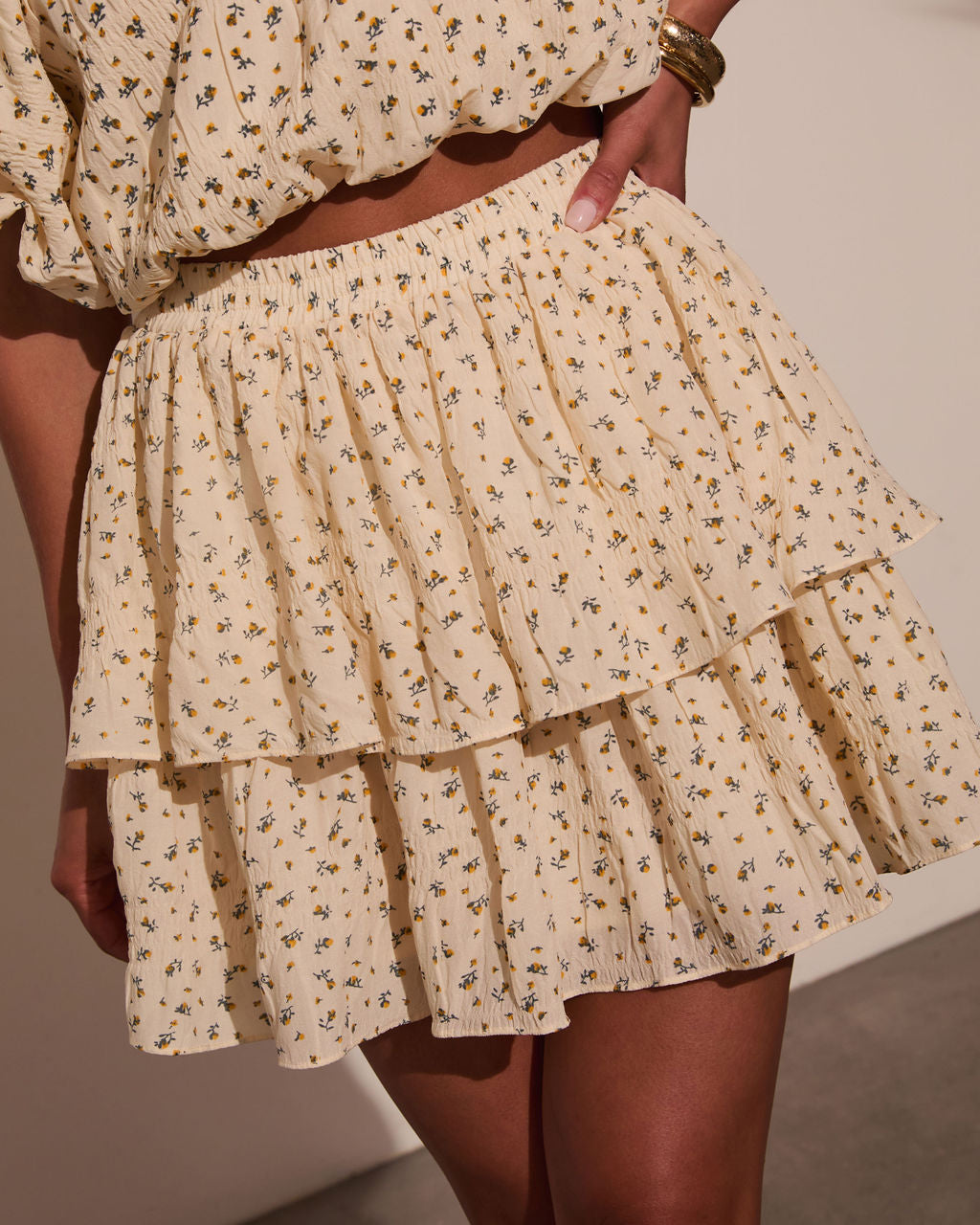 Sweet Harmony Tiered Floral Mini Skirt-Vogue Logic