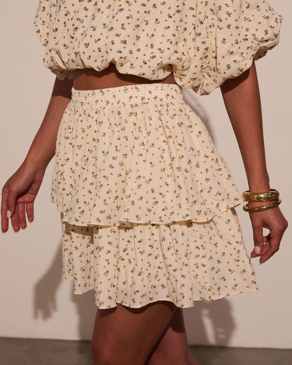 Sweet Harmony Tiered Floral Mini Skirt-Vogue Logic