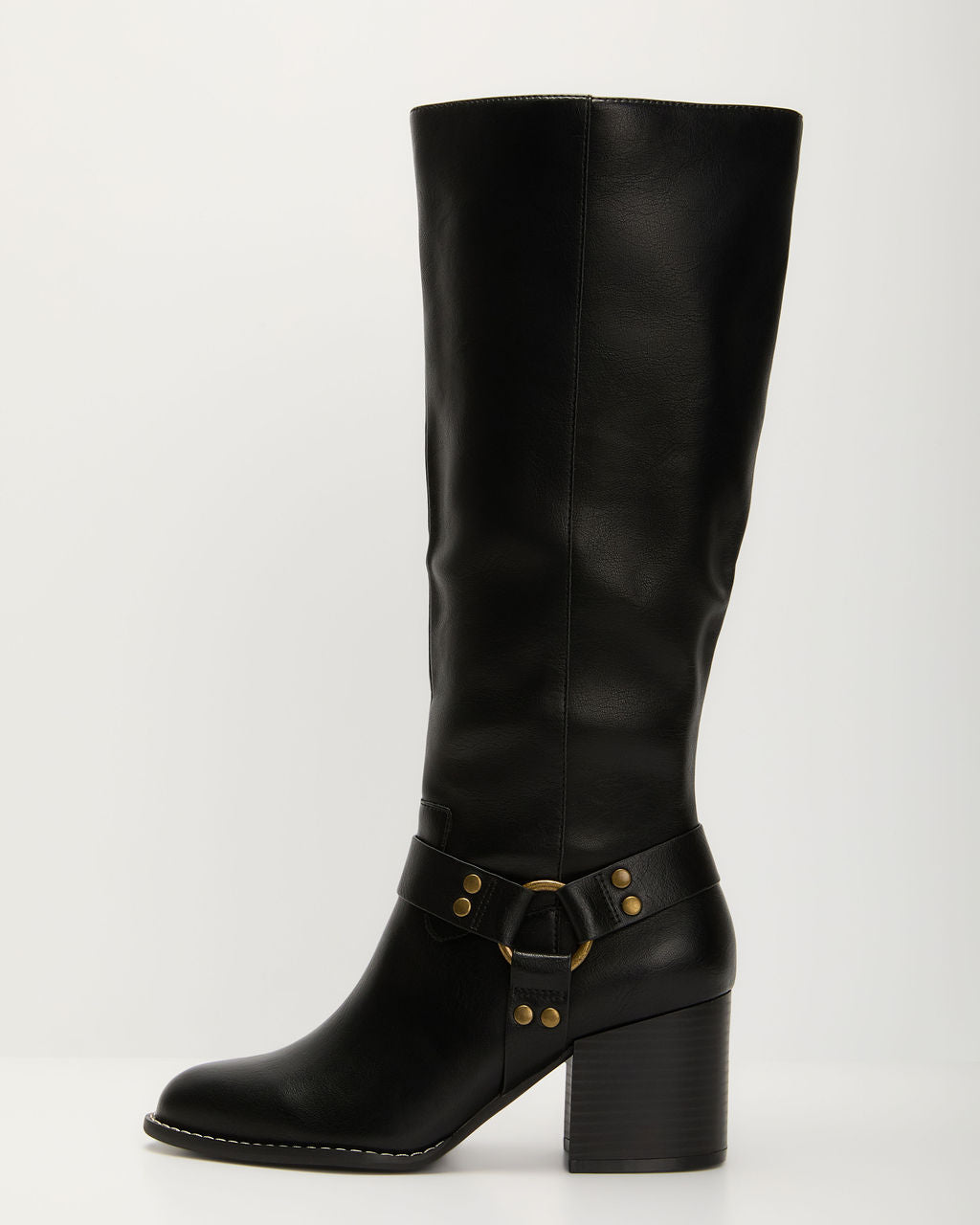 Scenic Route Western Buckle Knee High Boots-Vogue Logic
