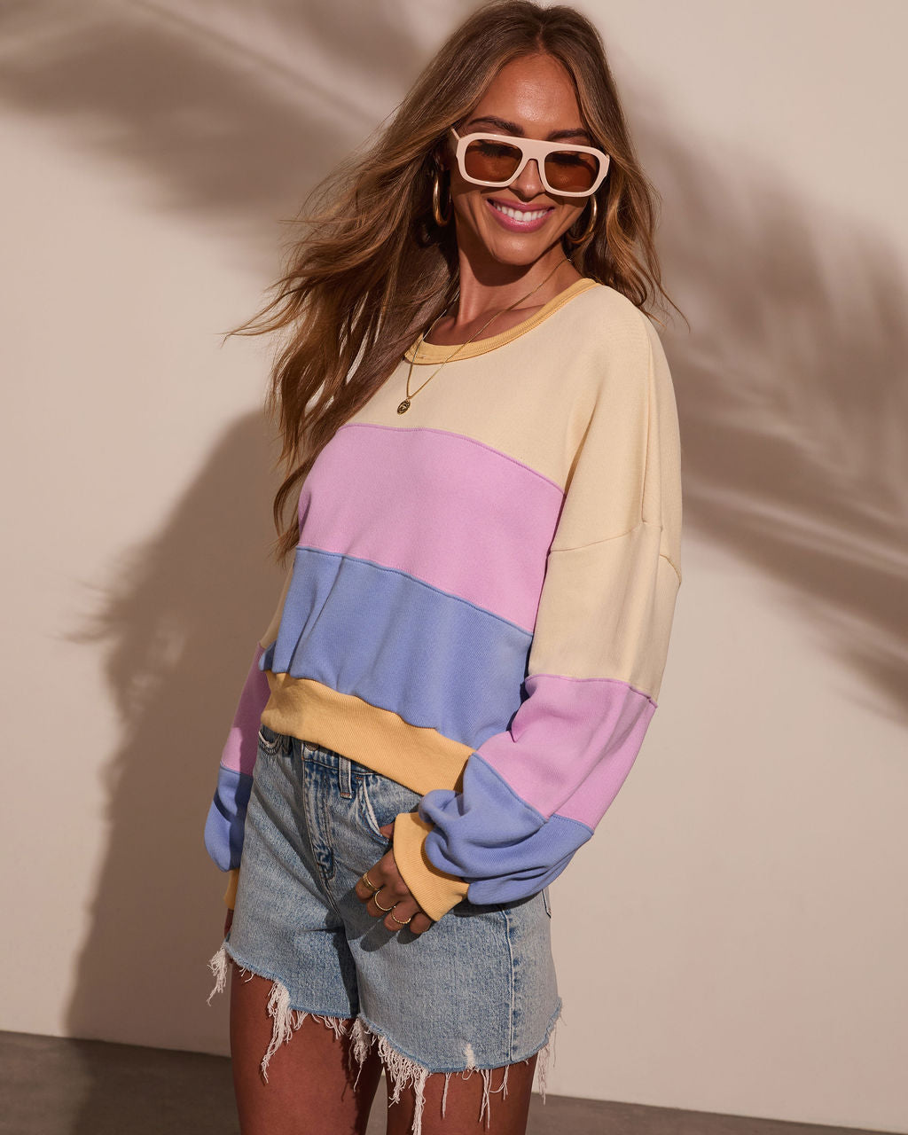 Lake Side Oversized Colorblock Pullover-Vogue Logic