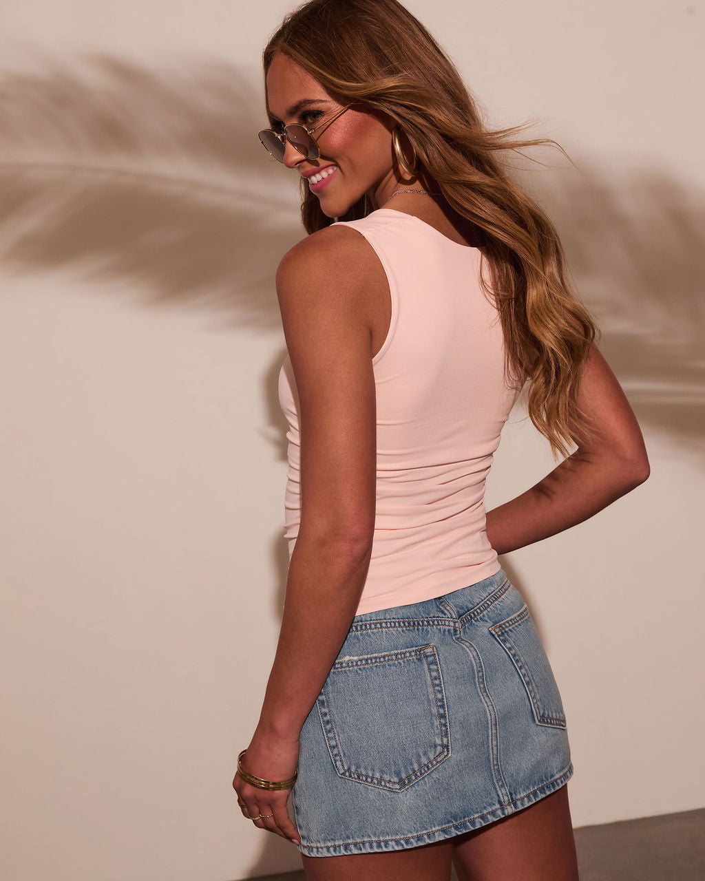 Mariala Ruched Square Neckline Tank-Vogue Logic