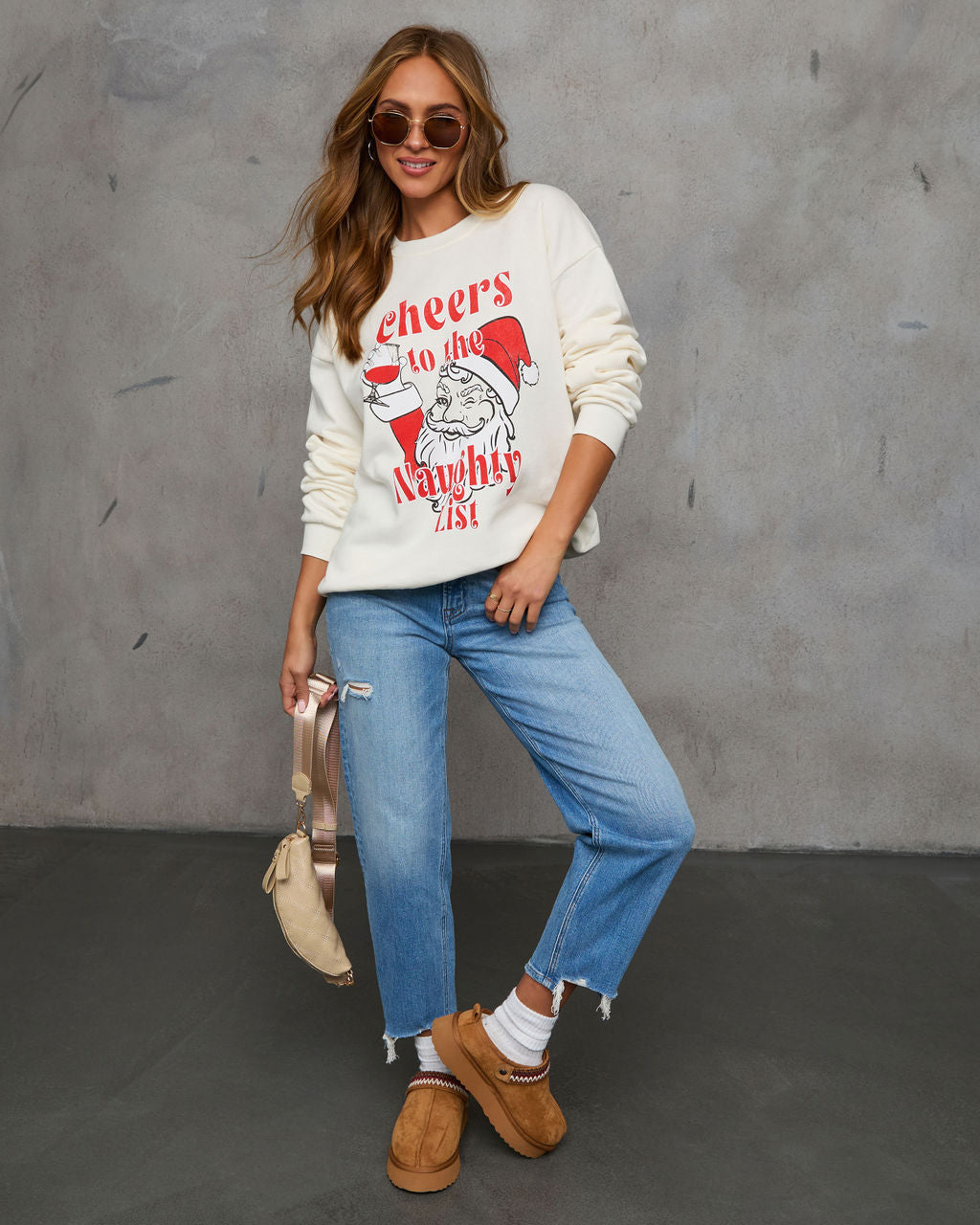 Cheers To The Naughty List Graphic Sweatshirt-Vogue Logic