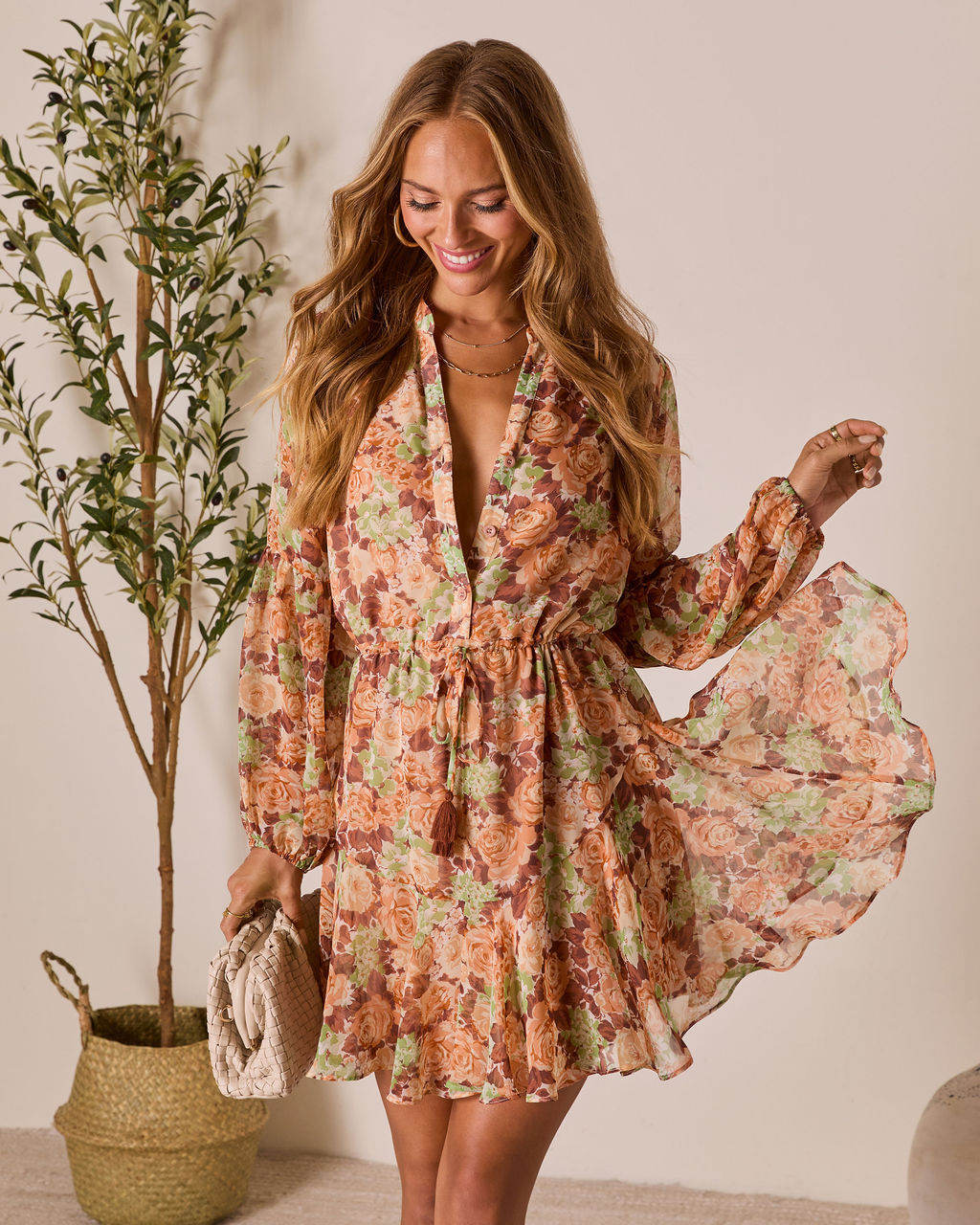 Allenah Drawstring Mini Dress-Vogue Logic