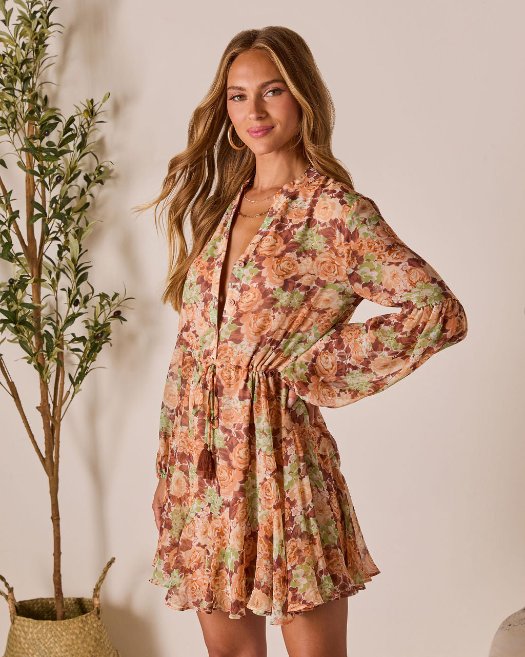 Allenah Drawstring Mini Dress-Vogue Logic