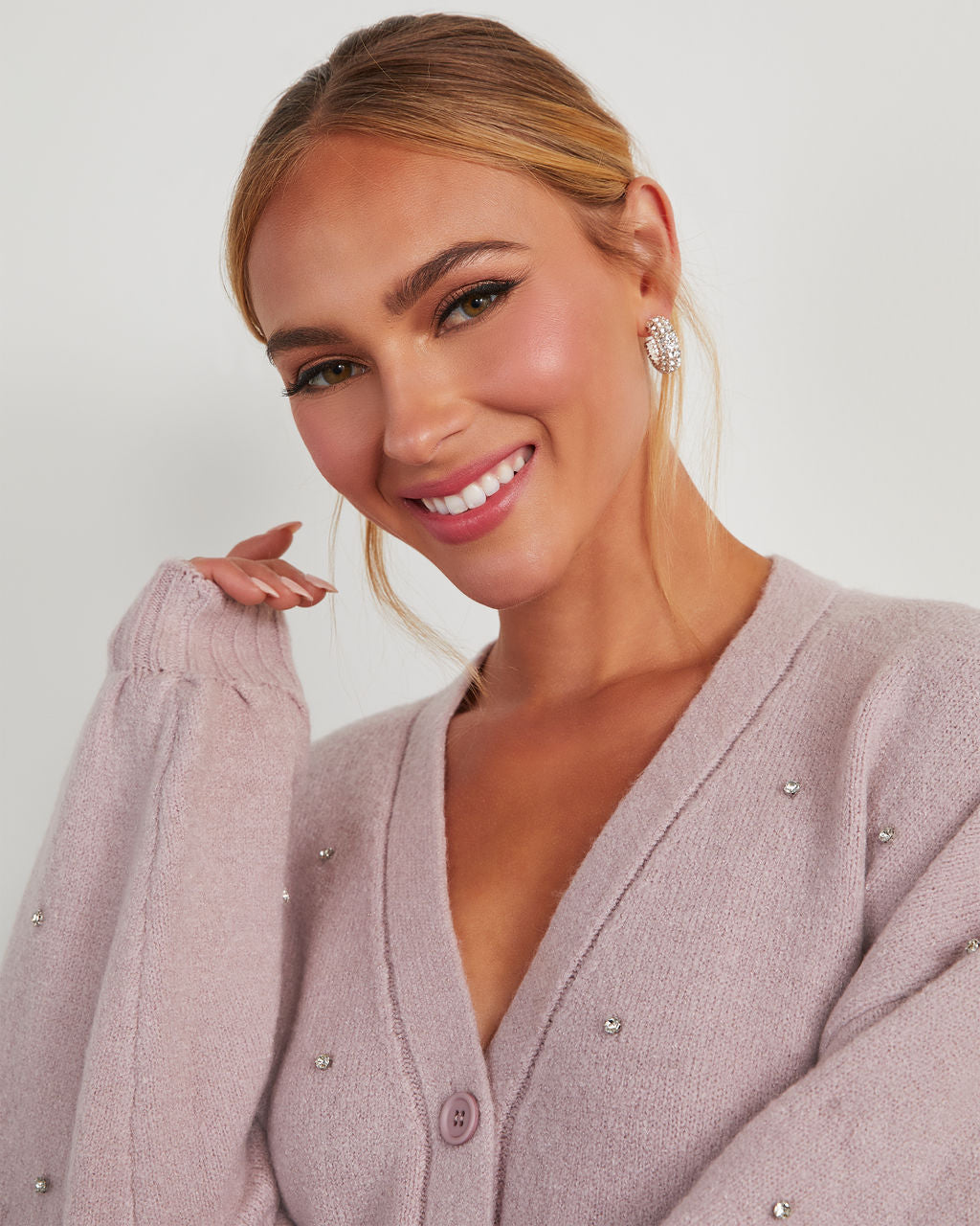 Calise Rhinestone Open Hoop Earrings-Vogue Logic