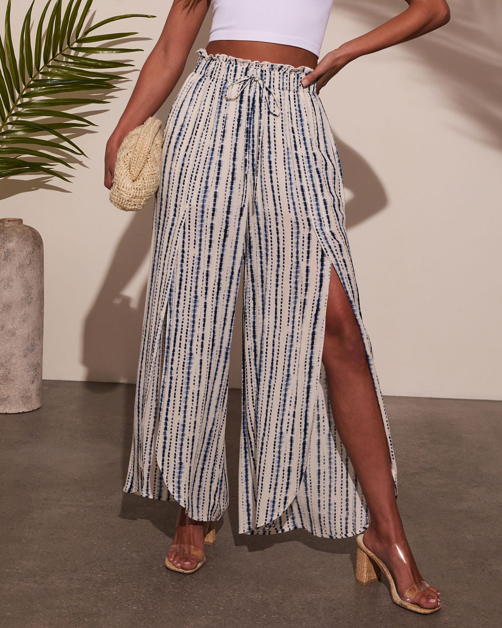 Jessey Abstract Side Slit Pants-Vogue Logic