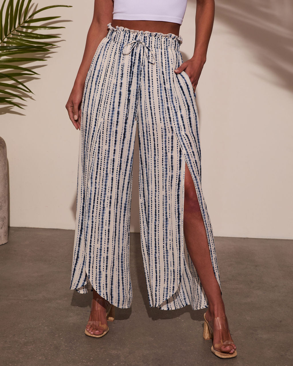 Jessey Abstract Side Slit Pants-Vogue Logic