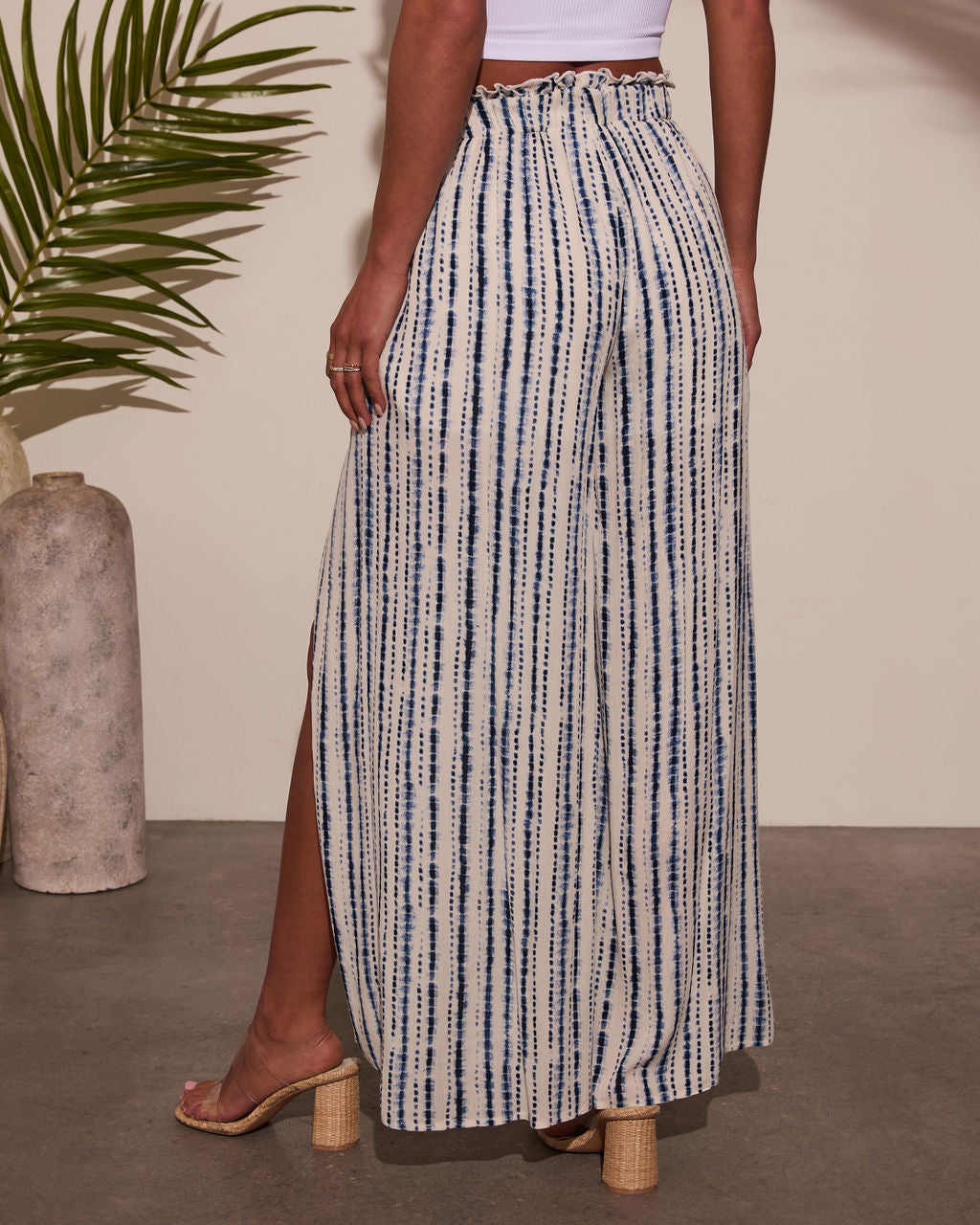 Jessey Abstract Side Slit Pants-Vogue Logic