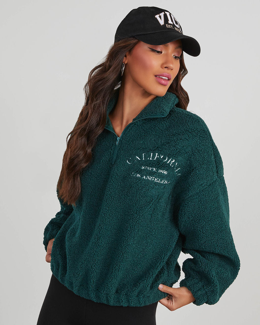 California Teddy Fleece Half Zip Jacket-Vogue Logic