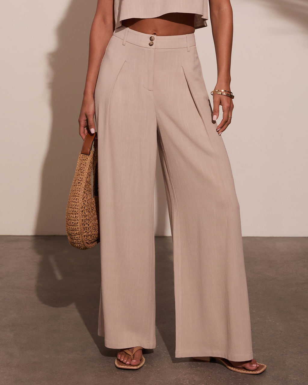 Carissa Pleated Linen Trousers-Vogue Logic