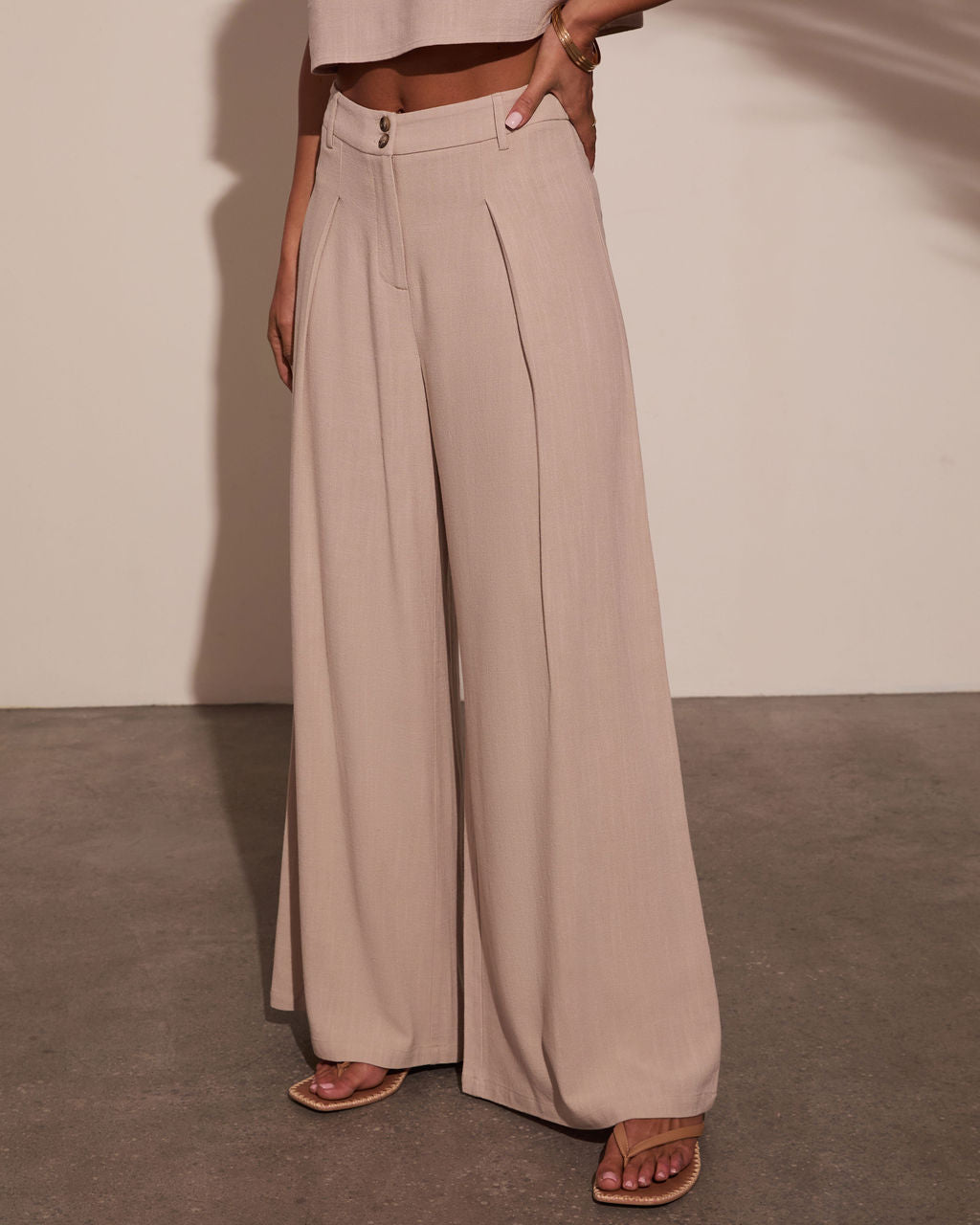 Carissa Pleated Linen Trousers-Vogue Logic