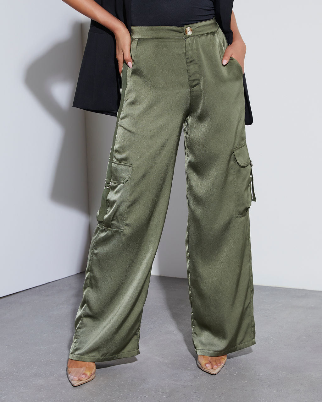 Never Impossible Satin Cargo Pants-Vogue Logic