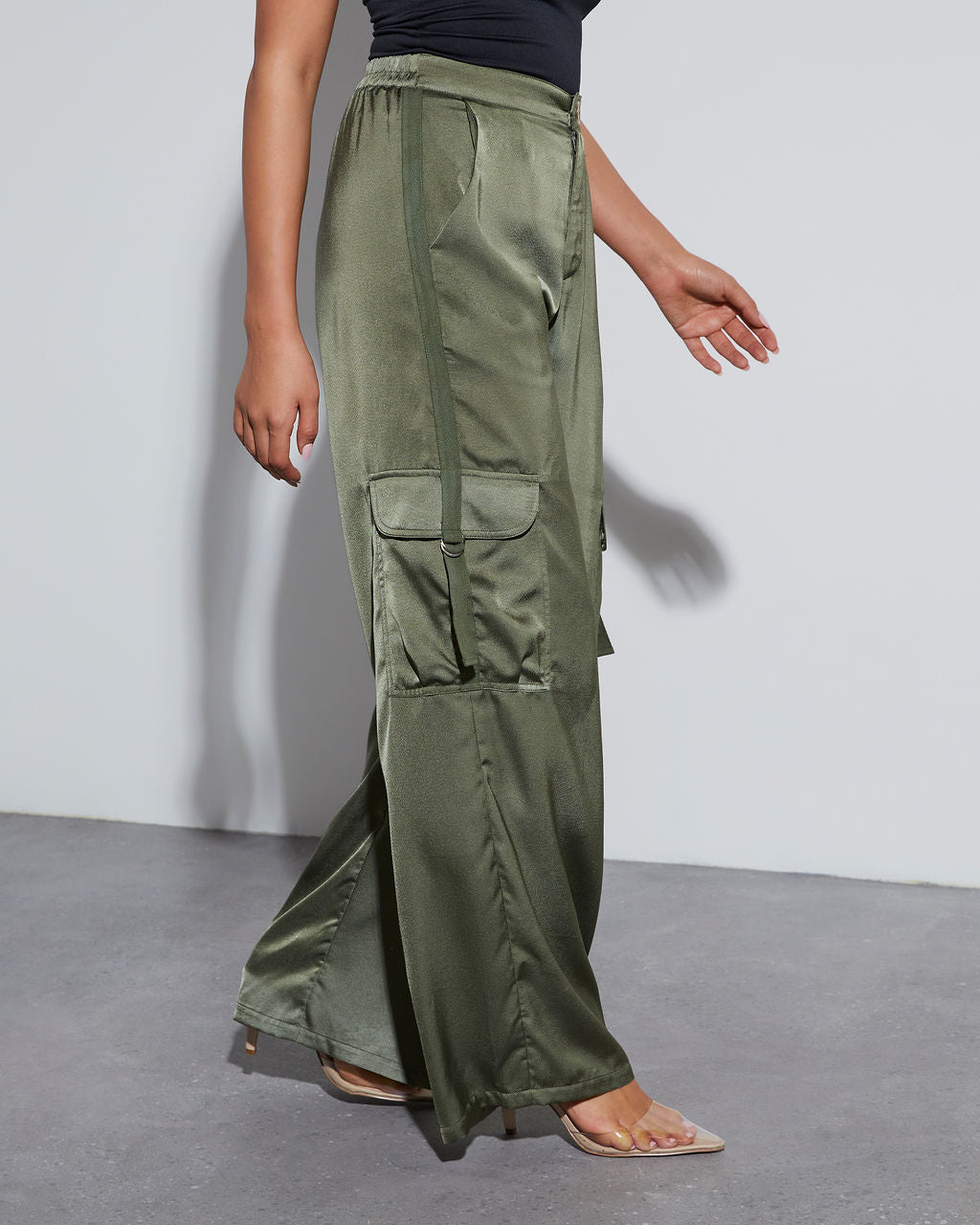 Never Impossible Satin Cargo Pants-Vogue Logic