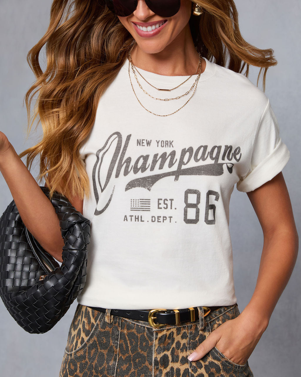 Champagne League Short Sleeve Graphic Tee-Vogue Logic