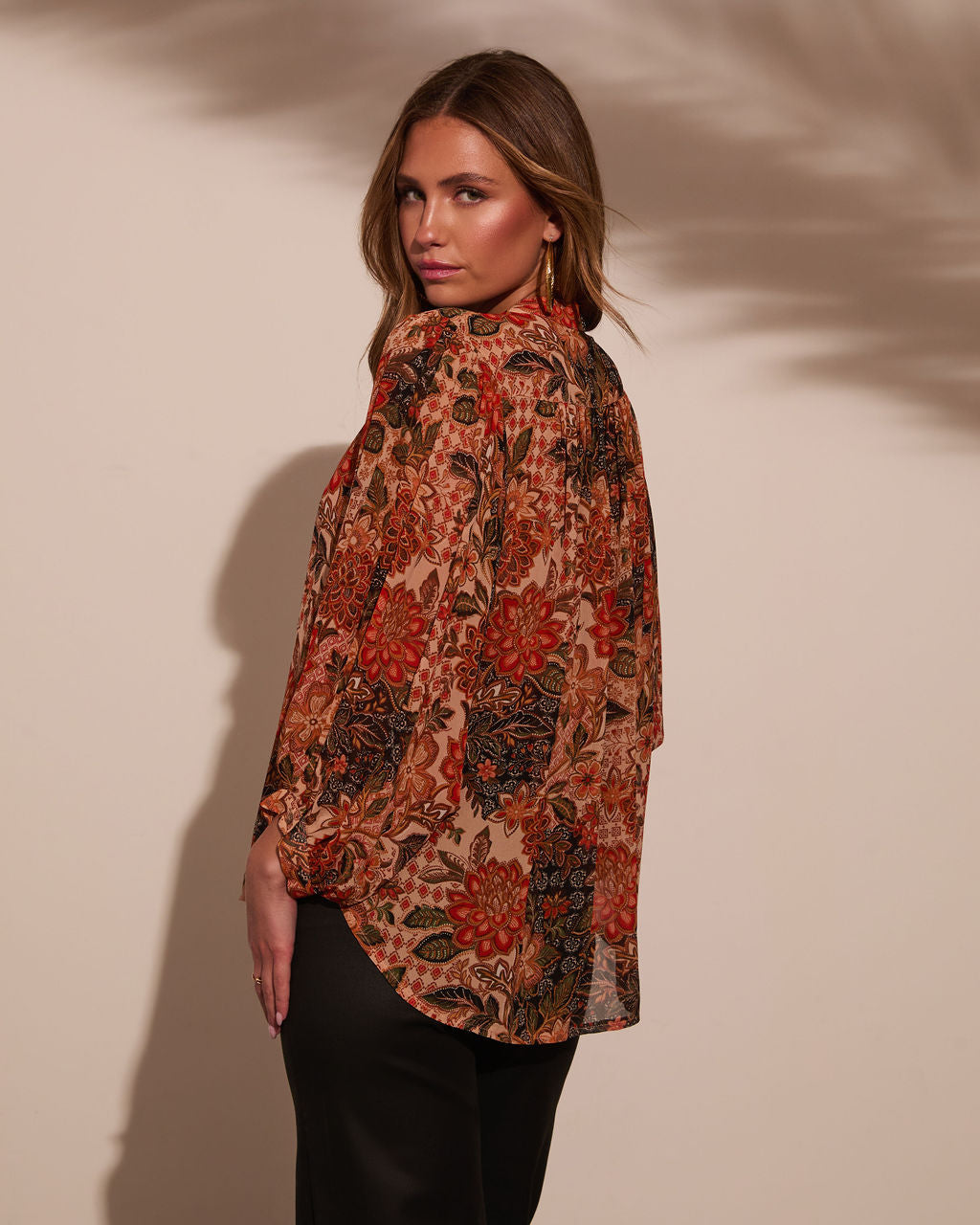 Italiano Paisley Button Down Blouse-Vogue Logic