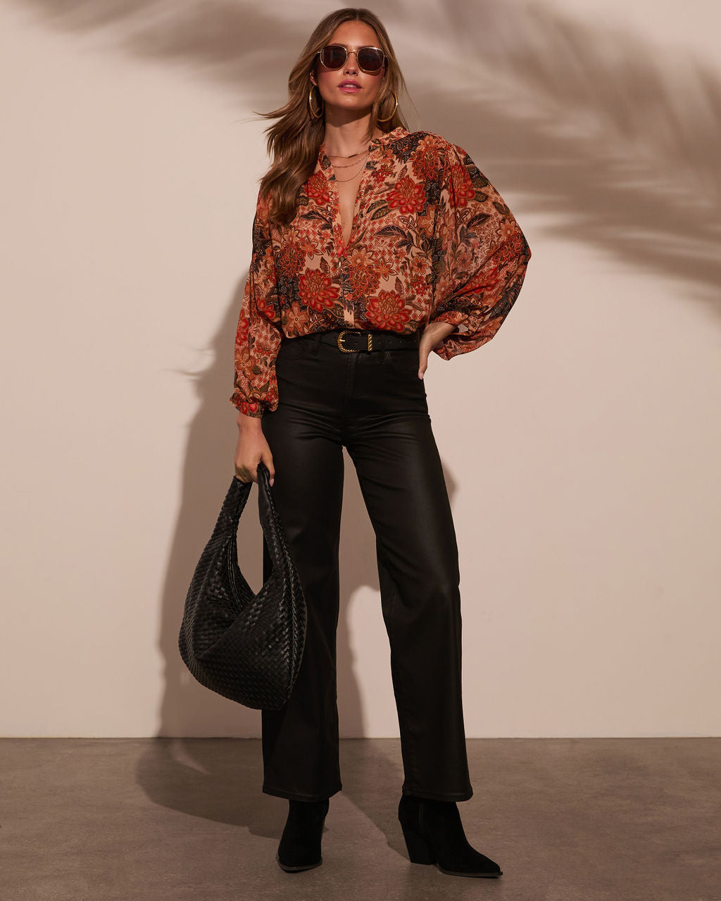 Italiano Paisley Button Down Blouse-Vogue Logic