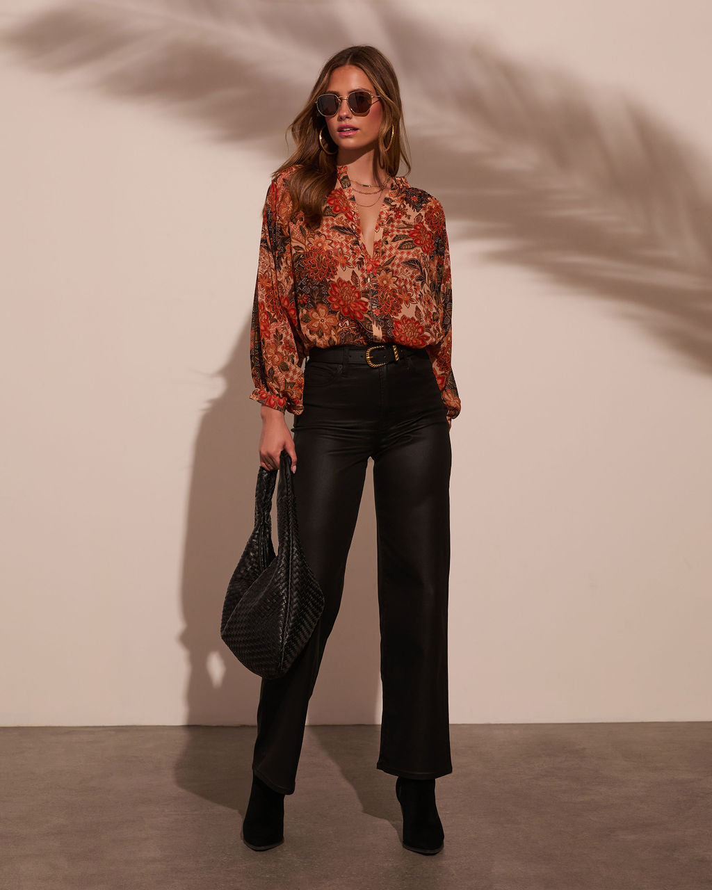 Italiano Paisley Button Down Blouse-Vogue Logic