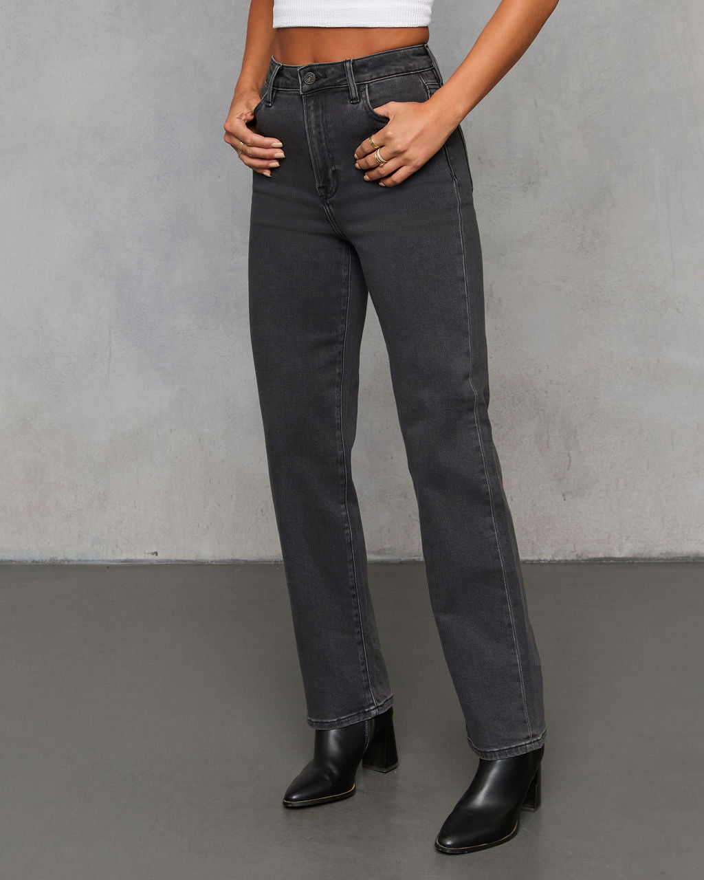 Roamer Super Stretch High Rise Wide Leg Jeans-Vogue Logic