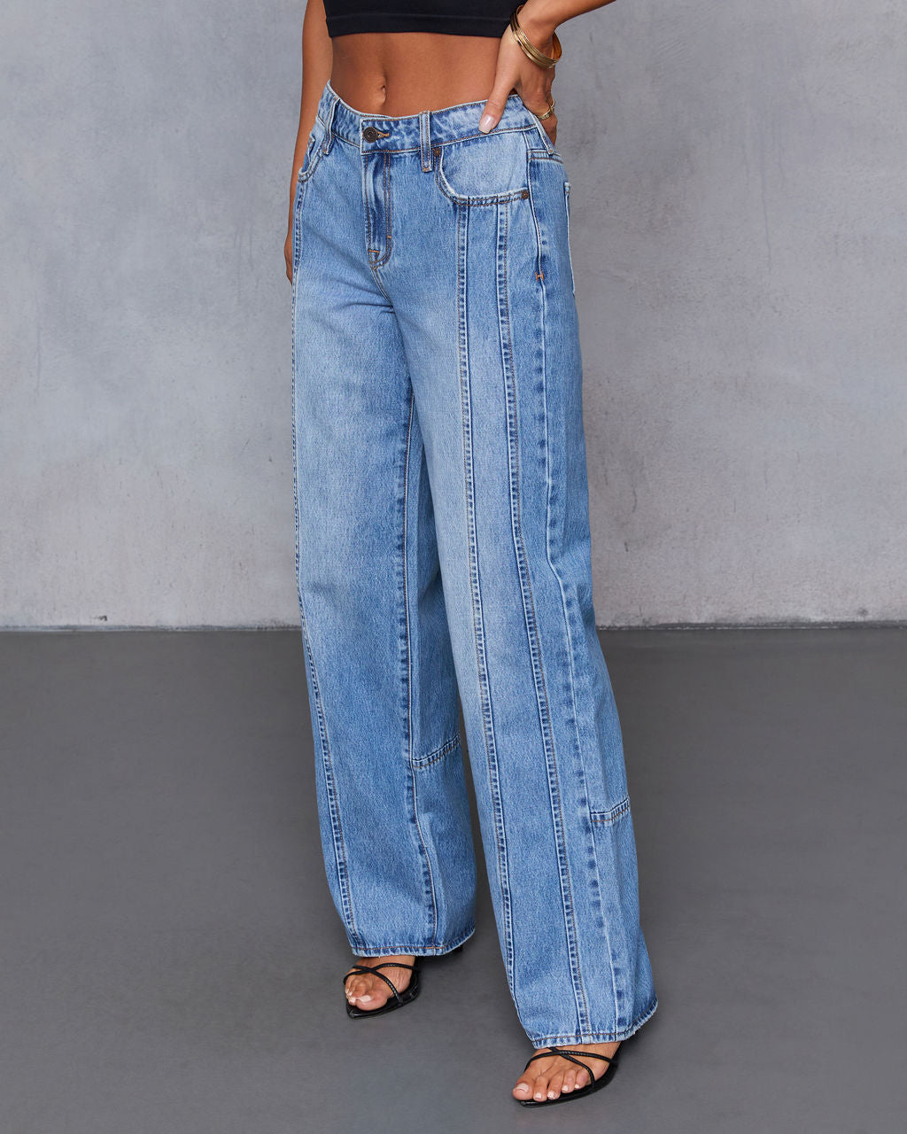 Mellorie Rigid Pintuck Straight Leg Jeans-Vogue Logic