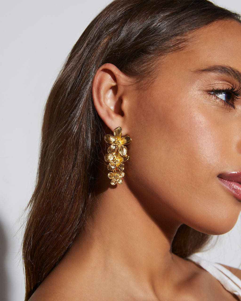 Blooming Orchid Floral Drop Earrings-Vogue Logic