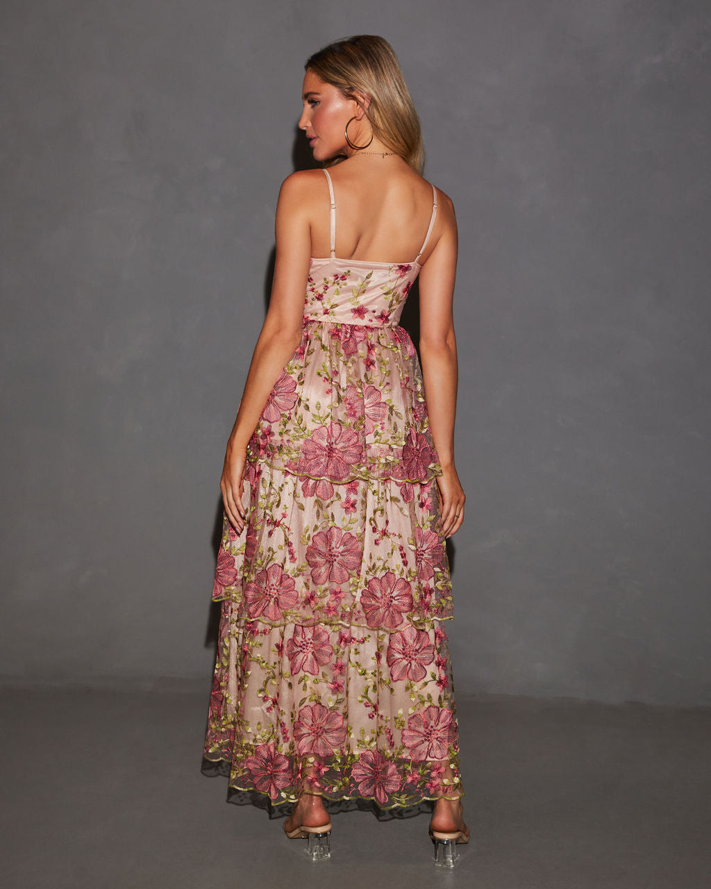 Ethereal Bloom Tiered Embroidered Midi Dress-Vogue Logic