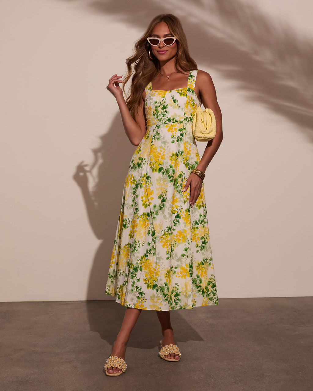 Florenza Printed A-Line Midi Dress-Vogue Logic