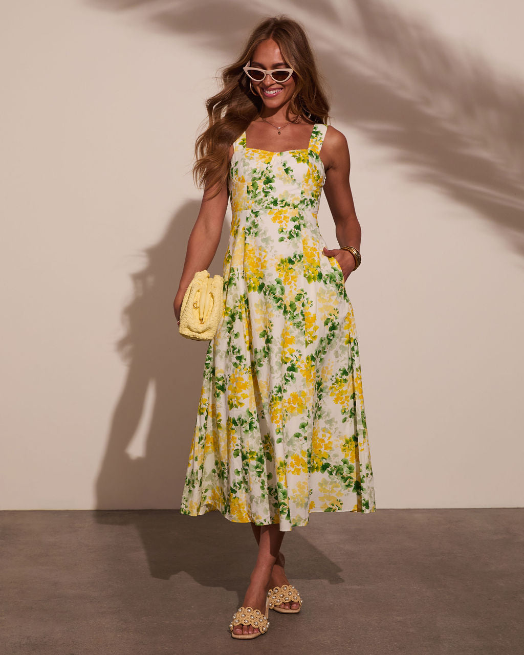 Florenza Printed A-Line Midi Dress-Vogue Logic