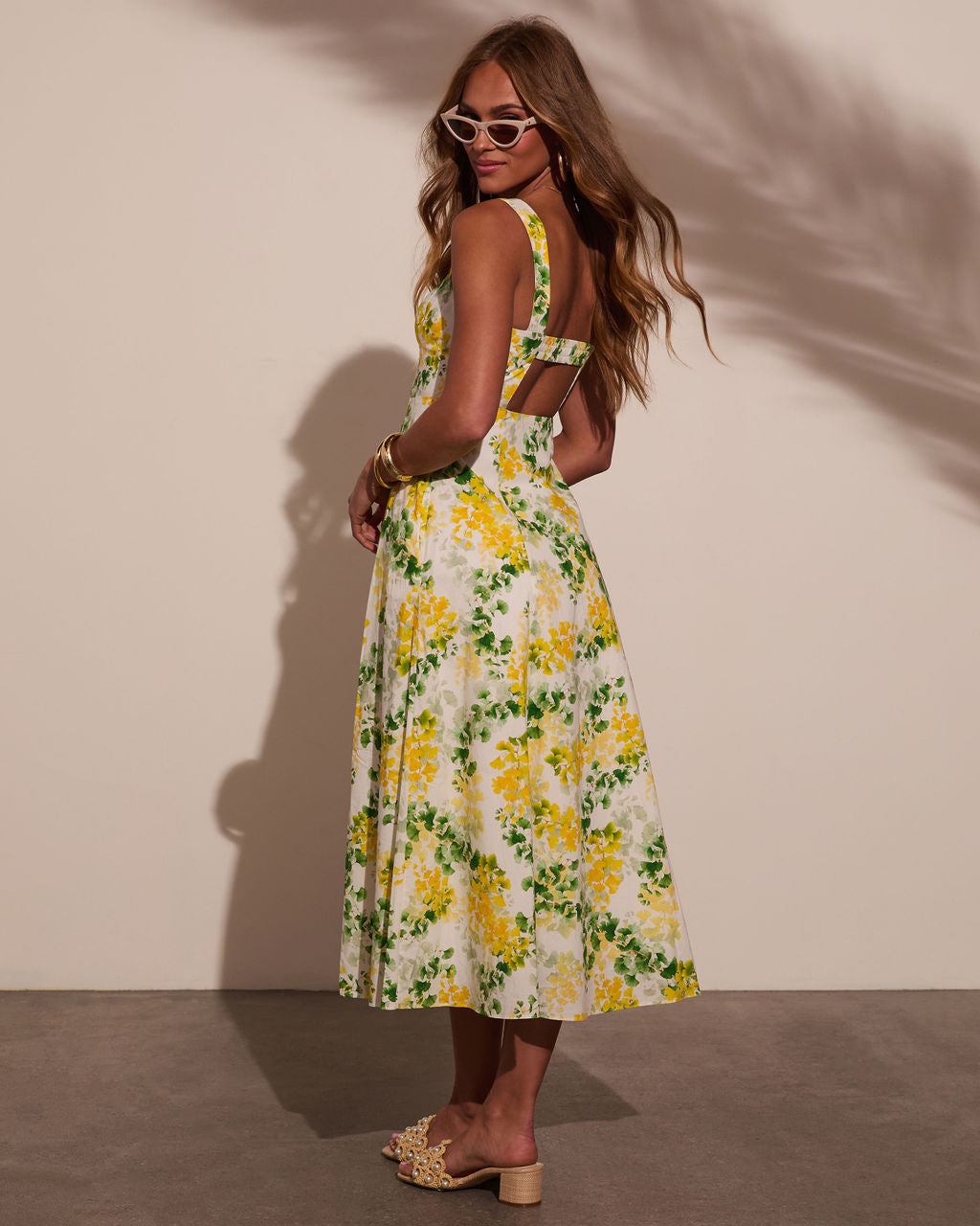 Florenza Printed A-Line Midi Dress-Vogue Logic