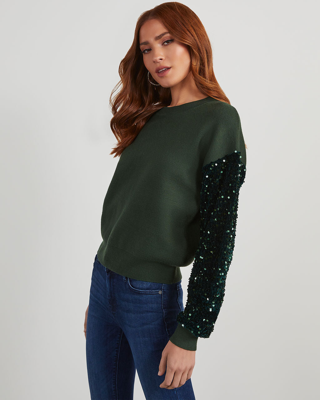 Yumi Contrast Sequin Knit Sweater-Vogue Logic