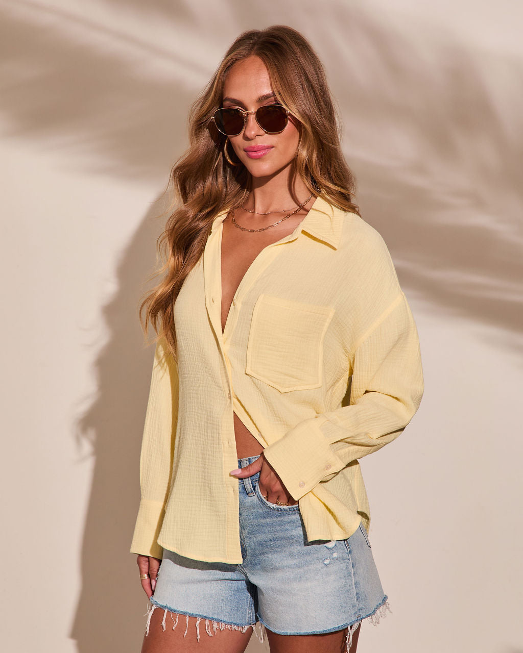 Seaberry Collared Button Down Top-Vogue Logic