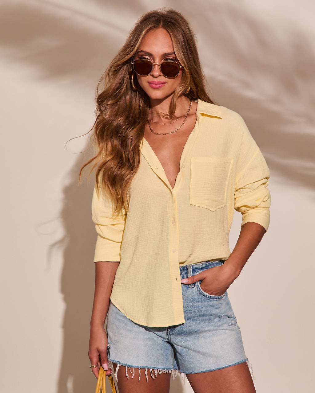 Seaberry Collared Button Down Top-Vogue Logic