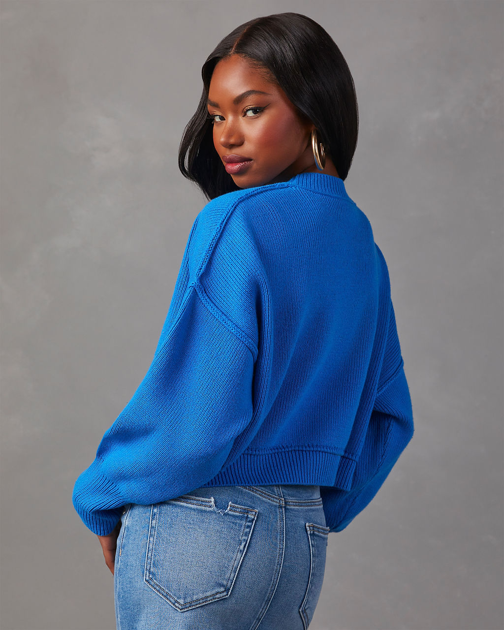 Elouise Cropped Crewneck Sweater-Vogue Logic
