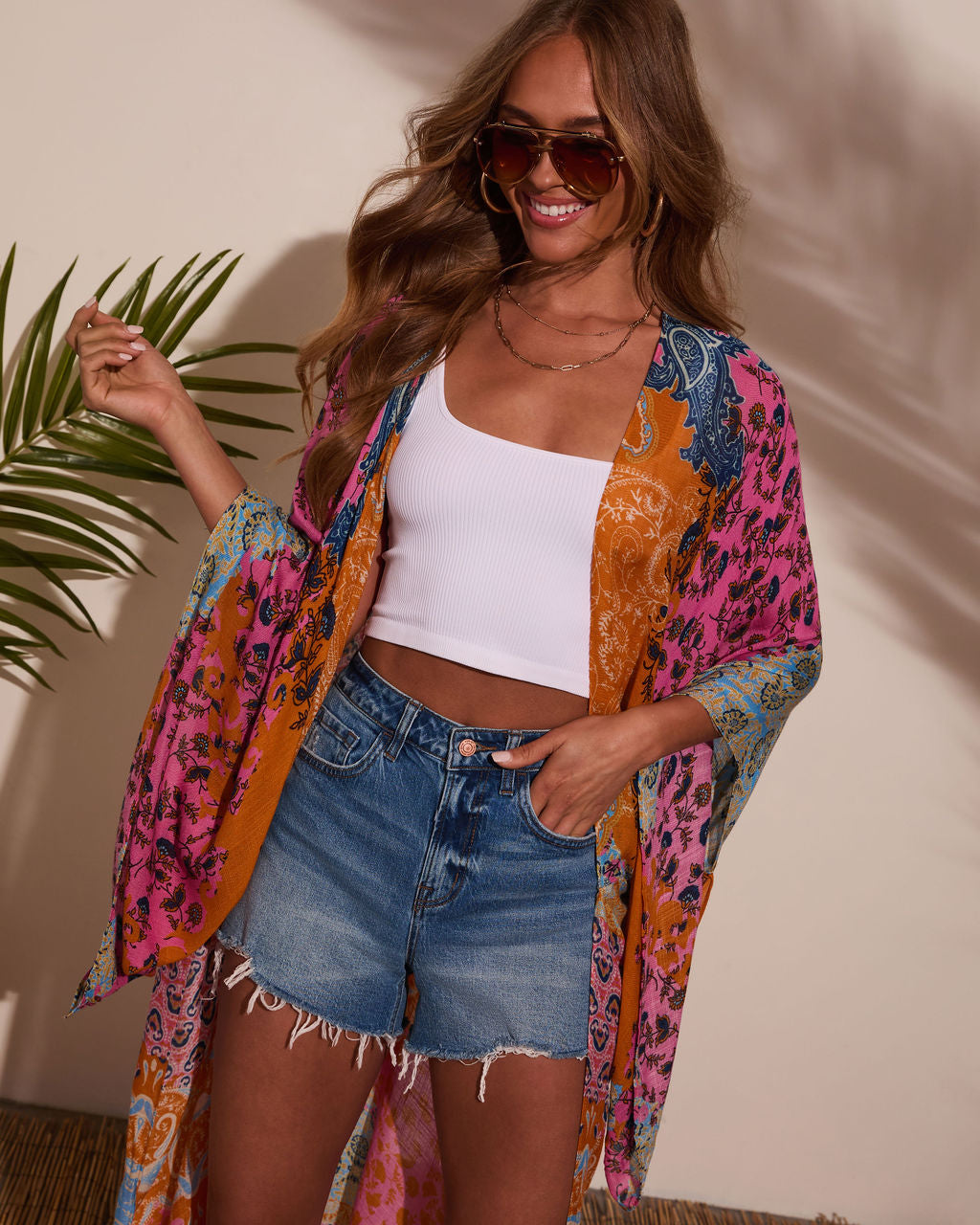 Antonella Printed Duster Kimono-Vogue Logic