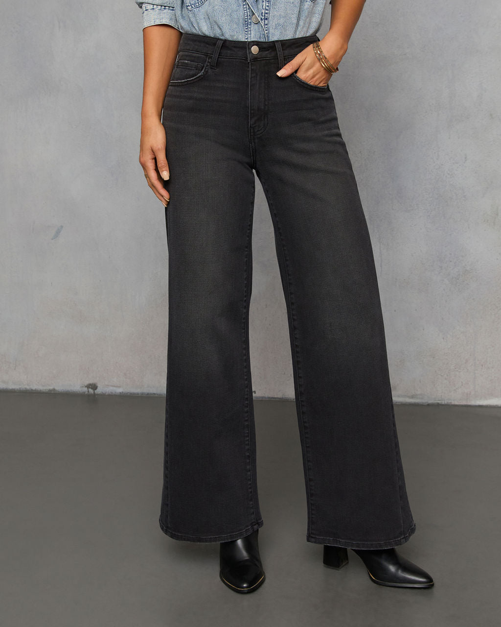 Sinoma Stretch High Rise Wide Leg Jeans-Vogue Logic