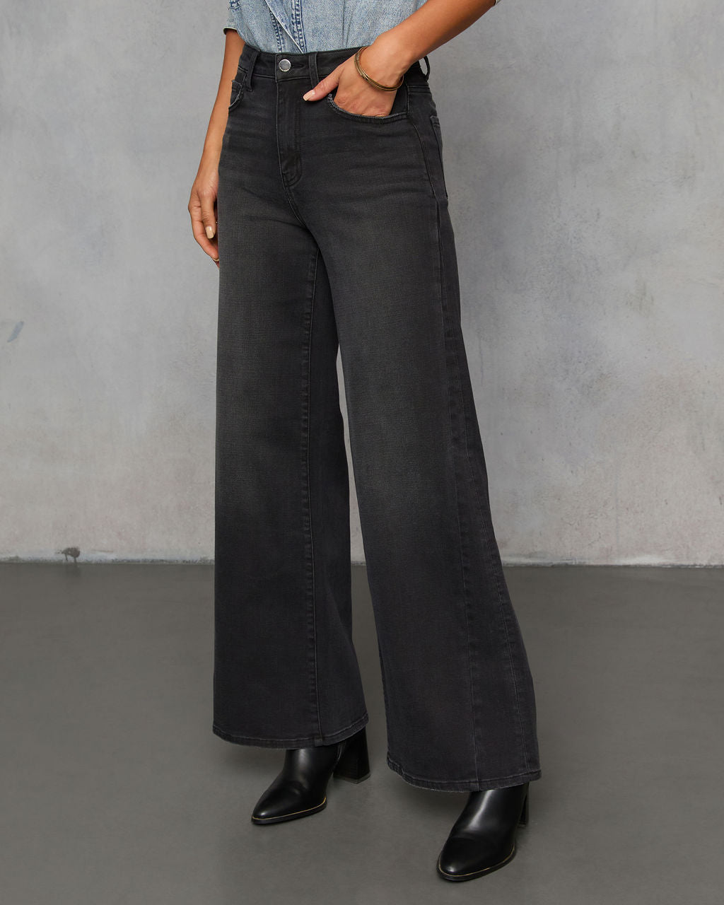 Sinoma Stretch High Rise Wide Leg Jeans-Vogue Logic