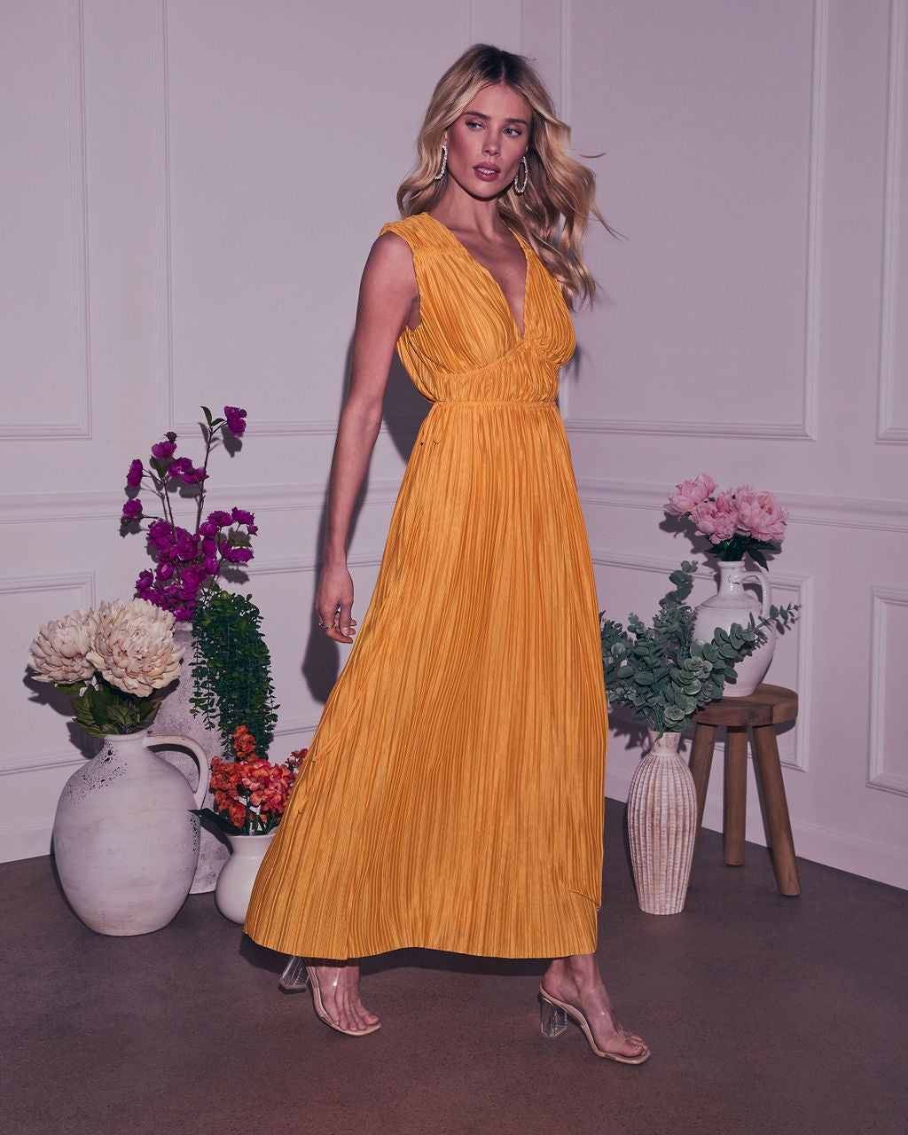Meriah Plisse Maxi Dress-Vogue Logic