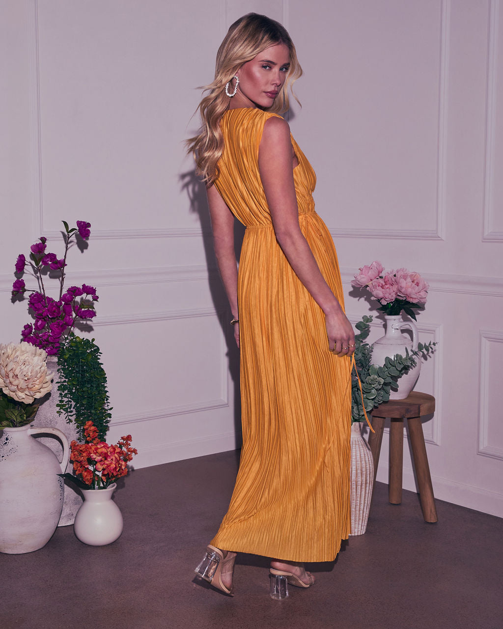 Meriah Plisse Maxi Dress-Vogue Logic