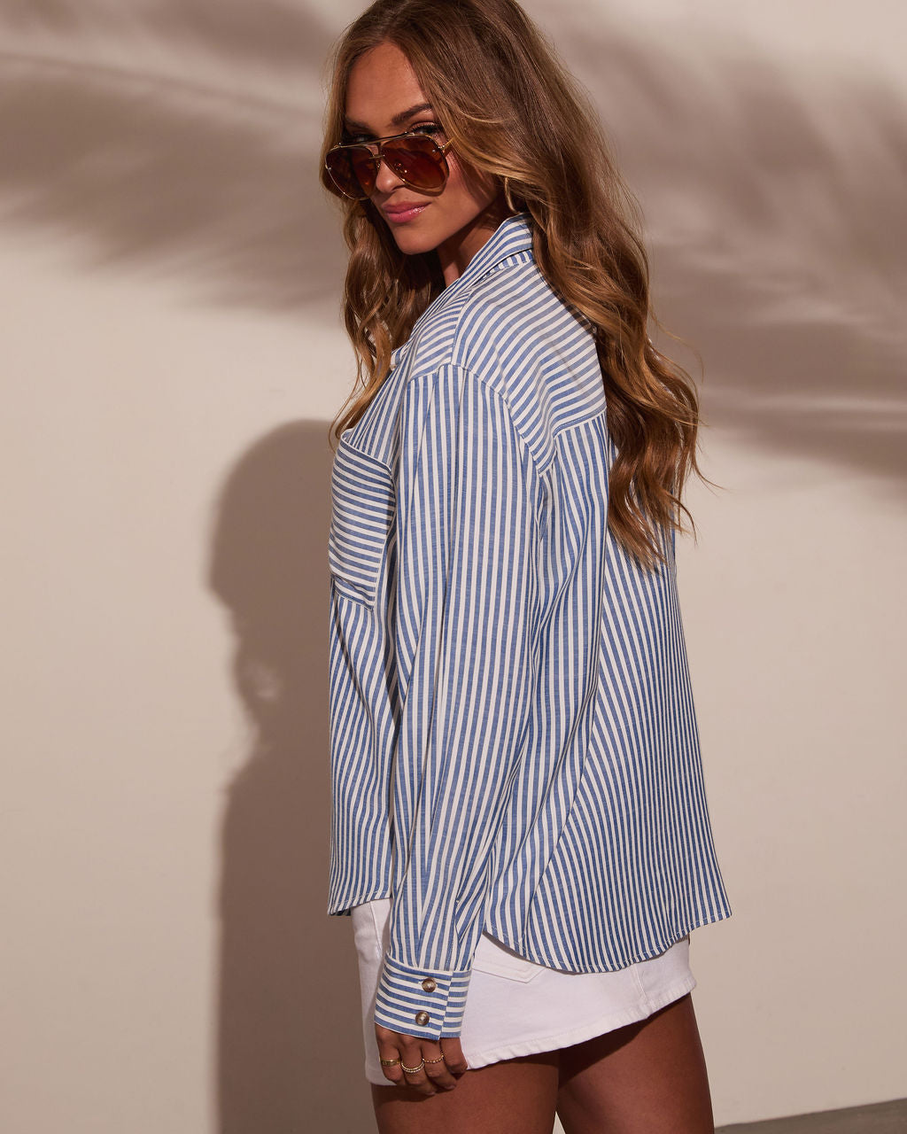 Kaylin Striped Button Down Top-Vogue Logic