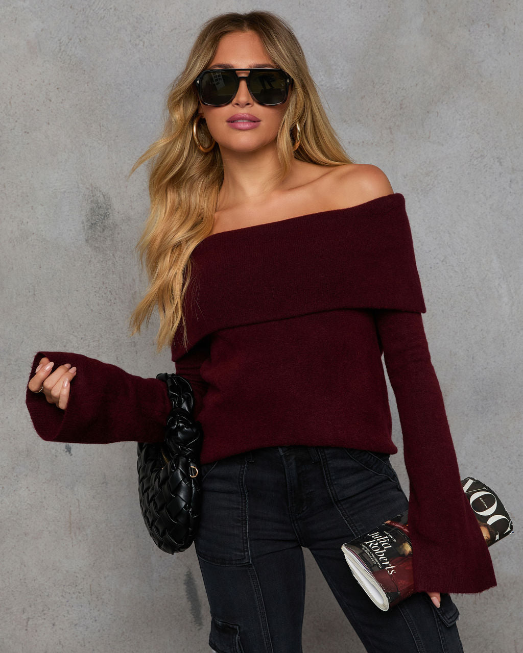 Dreamworld Off The Shoulder Pullover Sweater-Vogue Logic