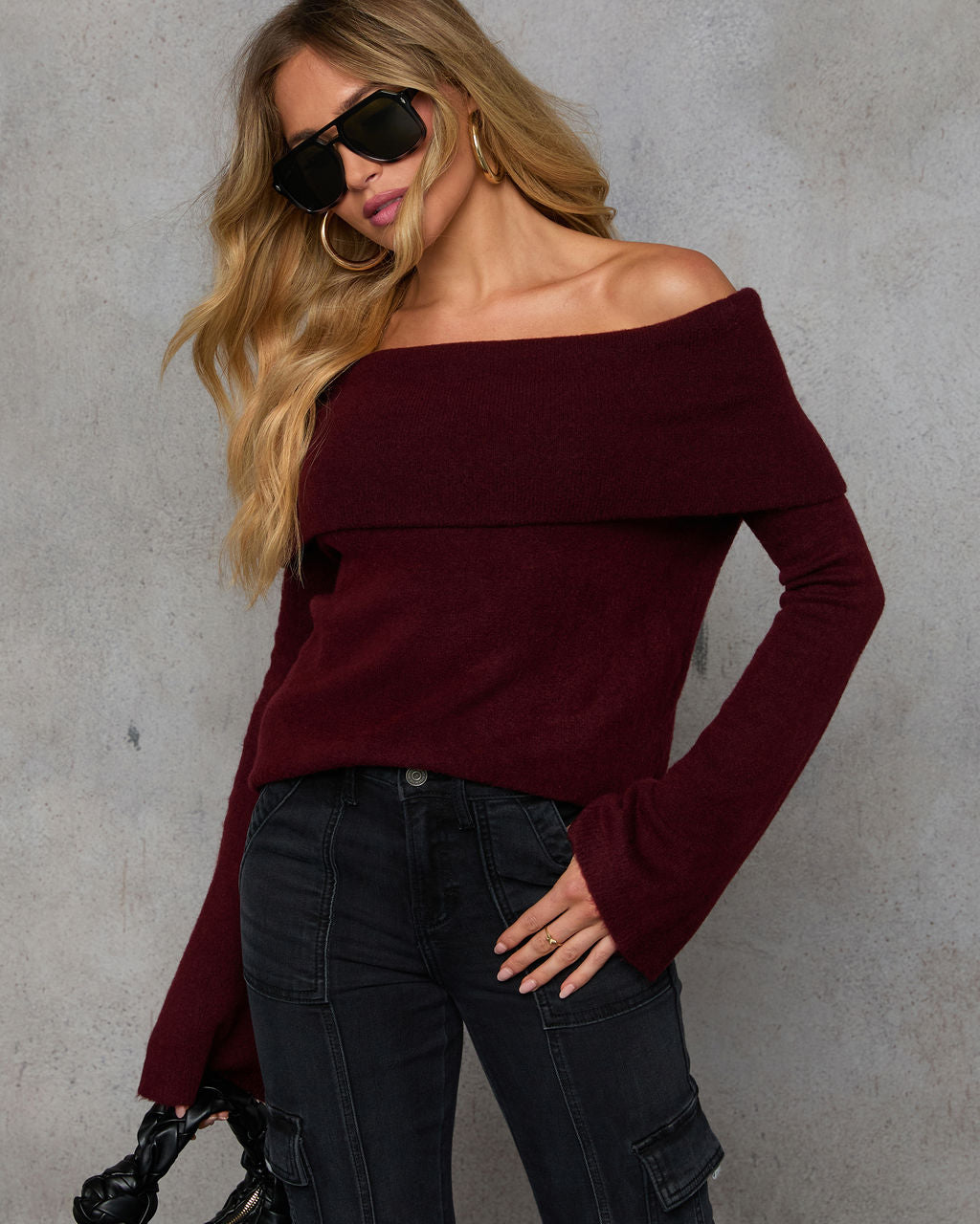 Dreamworld Off The Shoulder Pullover Sweater-Vogue Logic