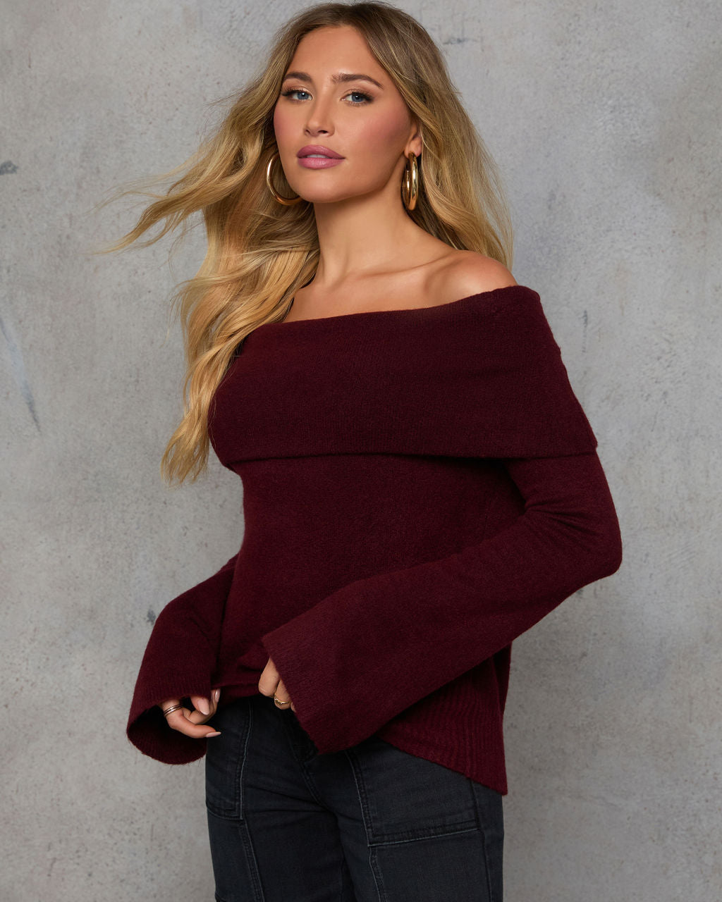 Dreamworld Off The Shoulder Pullover Sweater-Vogue Logic
