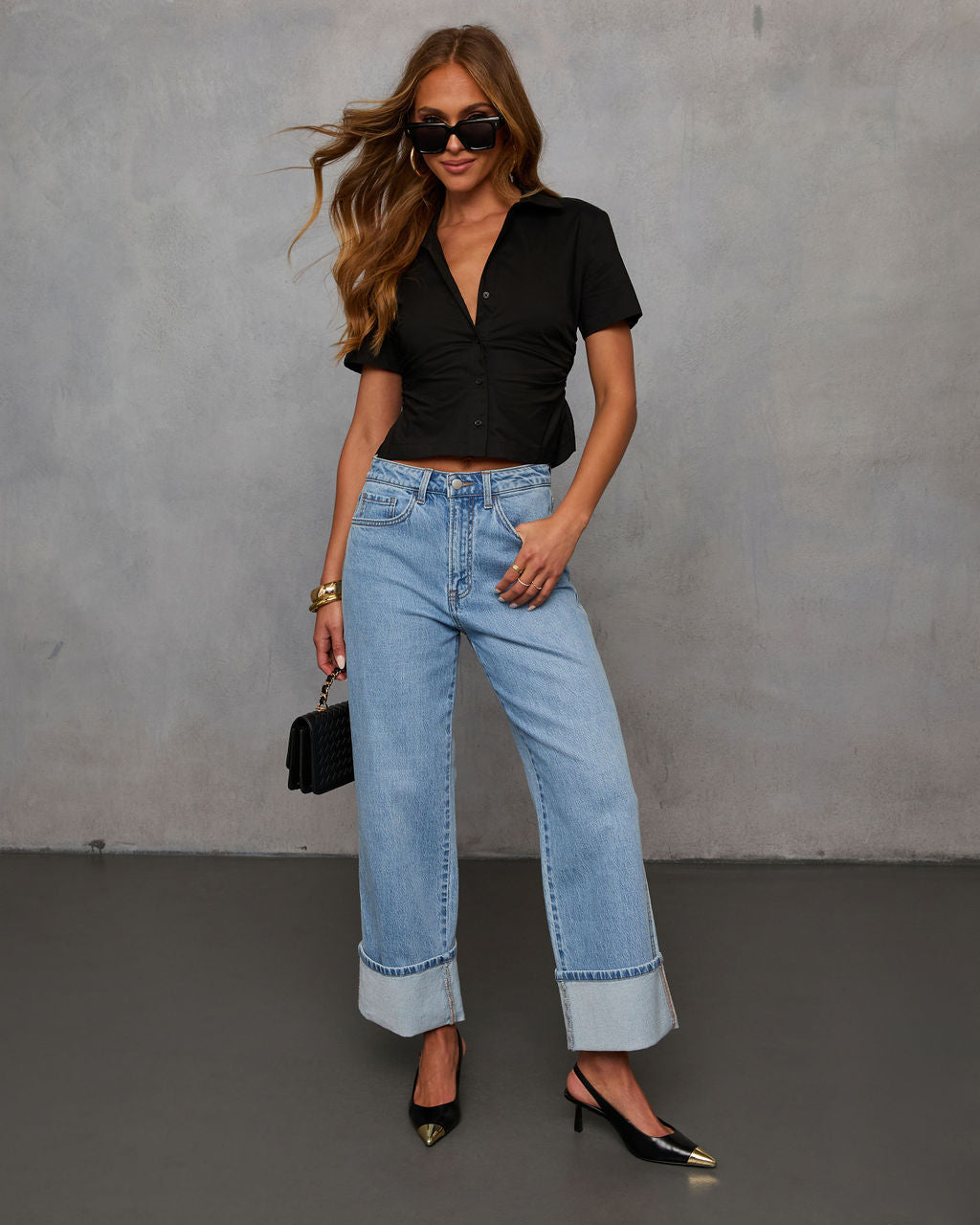 Kamora Poplin Button Down Top-Vogue Logic