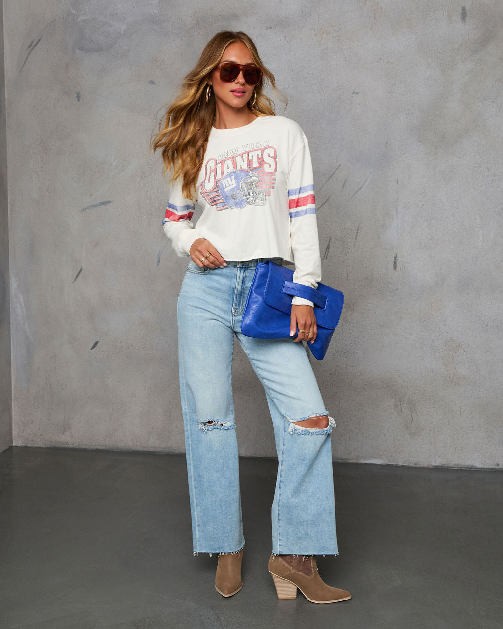 New York Giants Long Sleeve Graphic Sweatshirt-Vogue Logic