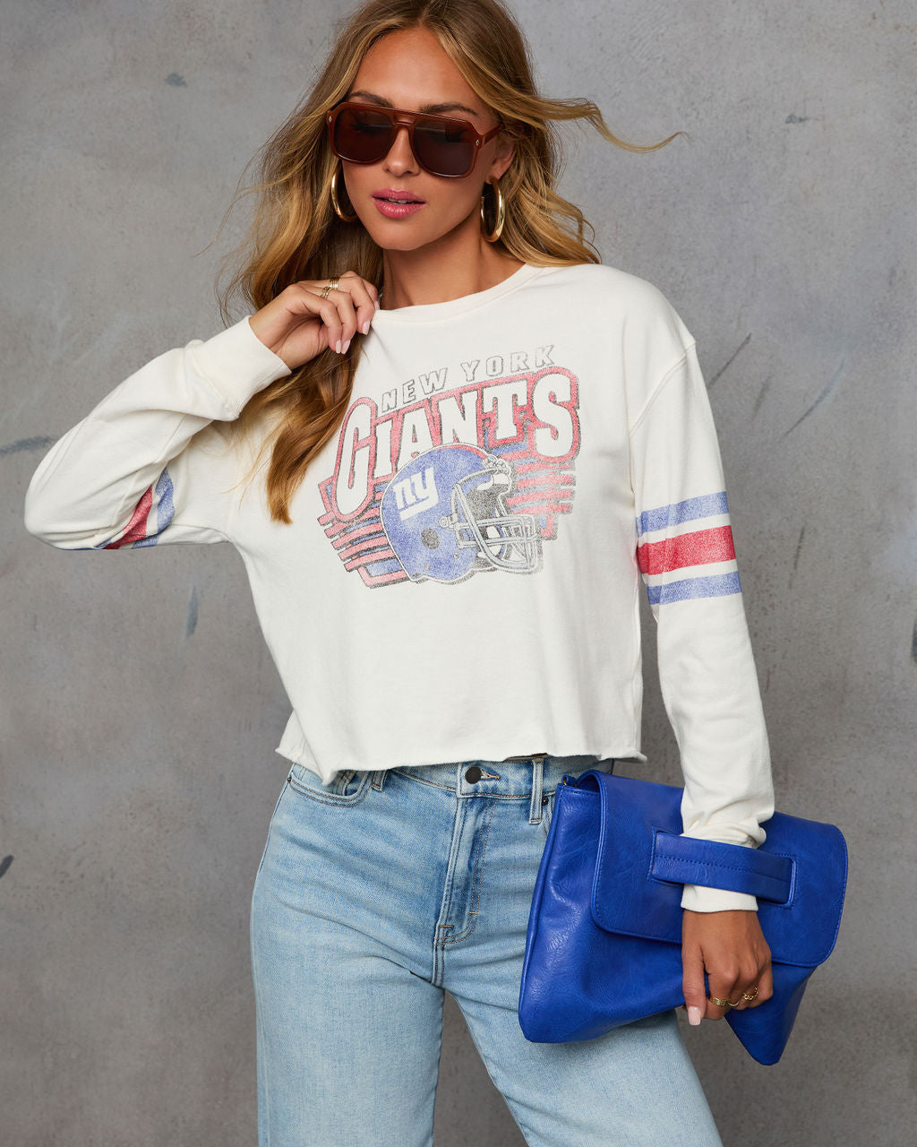 New York Giants Long Sleeve Graphic Sweatshirt-Vogue Logic