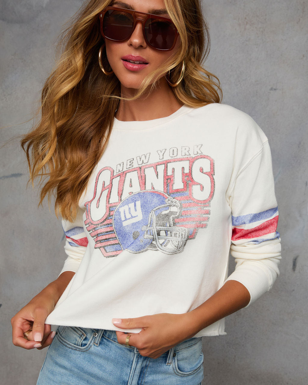 New York Giants Long Sleeve Graphic Sweatshirt-Vogue Logic