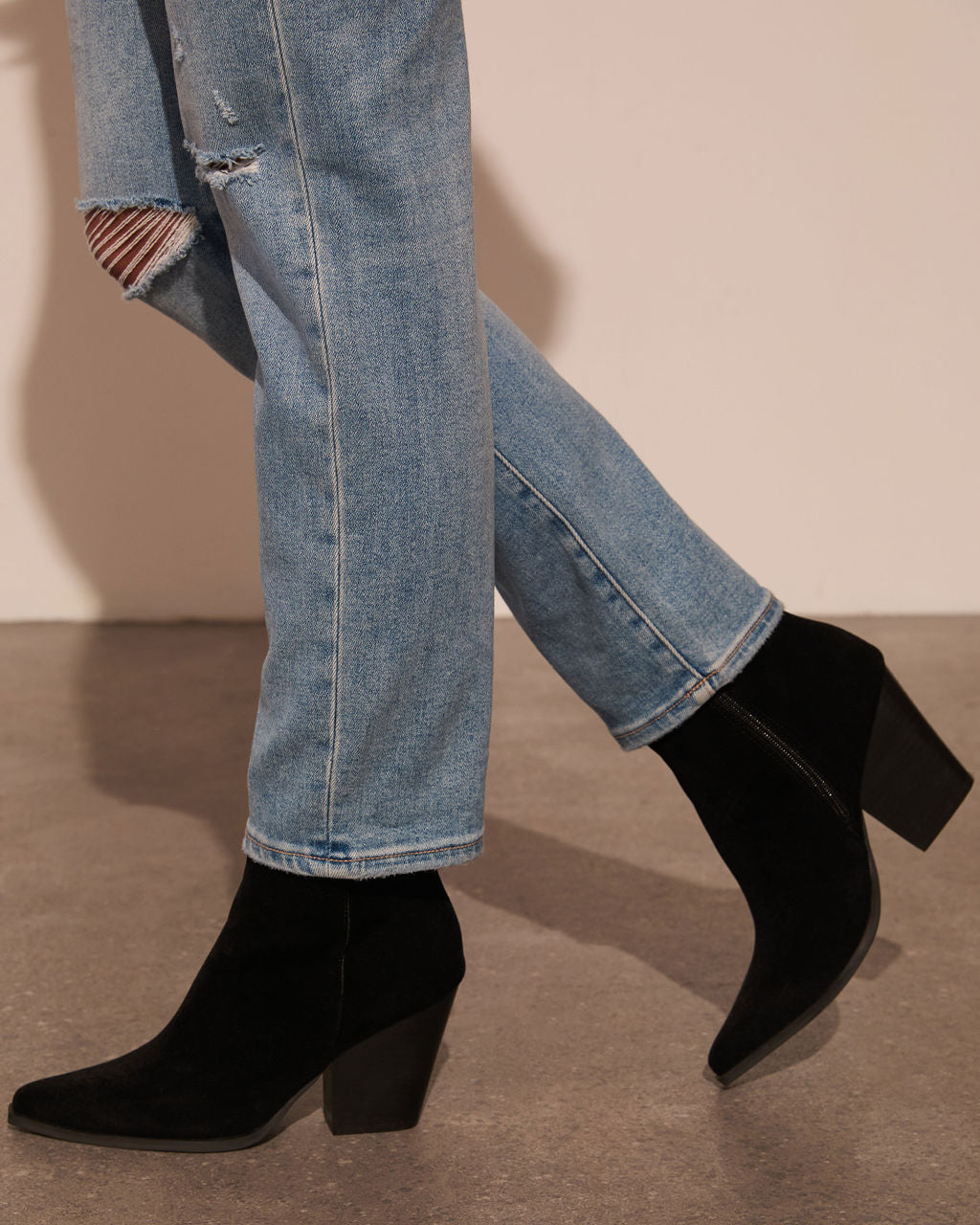 Rowyn Faux Suede Heeled Bootie-Vogue Logic